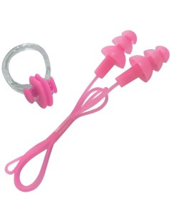 Набор для плавания беруши на шнурке и зажим для носа розовый B31576 Спортекс
