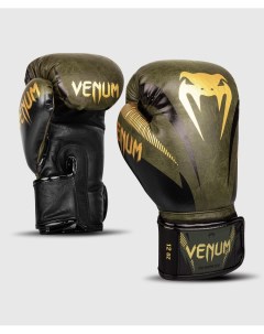 Боксерские перчатки Impact хаки золотые 10 унций Venum