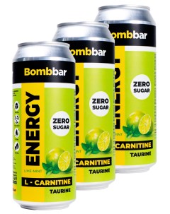 Энергетический напиток с Л карнитином energy 3шт по 500мл лайм мята Bombbar