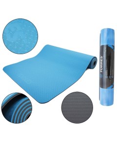 Коврик для йоги и фитнеса Comfort голубой серый 173 см 6 мм Torres