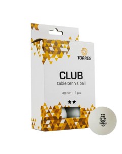 Мяч для настольного тенниса Club 2x 6 шт белый 40 мм TT21014 Torres
