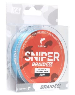 Леска плетеная Sniper Braid 0 23 мм 120 м 11 34 кг blue Salmo