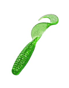 Силиконовая приманка твистер со спиральным хвостом Зелёный набор 10 шт Bambucho