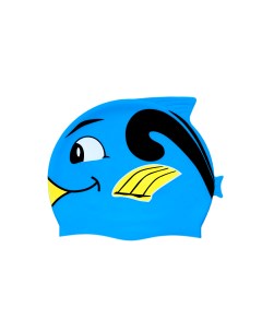 Шапочка для плавания детская до 56 см рыбка голубая желтая силикон Mystyle