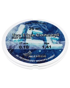 Леска монофильная Ice Line Concept 25 м 0 1 мм 1 41 кг прозрачная Allvega