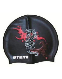 Шапочка для плавания взрослая 56 65 см черный дракон силикон PSC405 Atemi