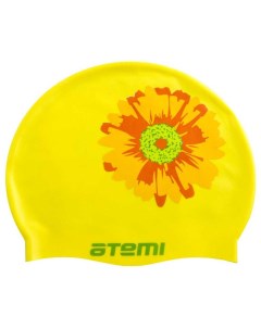 Шапочка для плавания взрослая 56 65 см желтая цветок силикон PSC415Y Atemi