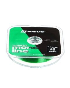Леска NISUS MONOLINE диаметр 0 28 мм тест 7 2 кг 100 м зелёная Nobrand