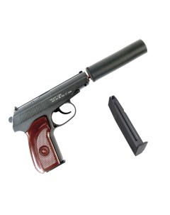 Пистолет пневматический Макарова G29 с глушителем второй магазин Galaxy