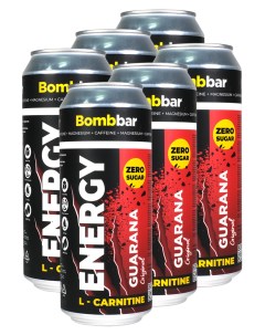 Энергетик напиток без сахара с Л карнитином ENERGY Original 6шт по 500мл Bombbar