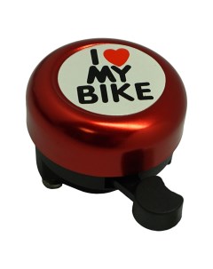 Велосипедный звонок механический I love my bike красный Maya