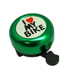 Велосипедный звонок механический I love my bike зеленый Maya