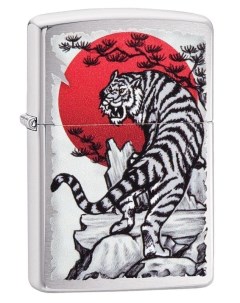 Зажигалка Asian Tiger Brushed Chrome латунь сталь серебристая 38x13x57 мм Zippo