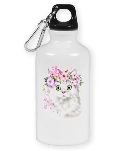 Бутылка спортивная Графика Кошка с цветами Coolpodarok