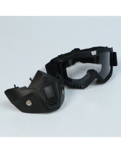 Горнолыжная маска для езды на мототехнике Torso разборные стекло прозрачное черные Nobrand