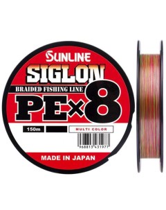 Шнур плетеный Siglon x8 150 м 0 171 мм 7 7 кг цвет цветной Sunline