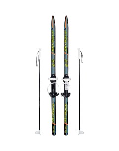 Лыжи подростковые Ski Race с палками чёрный 140 105 Тяни-толкай