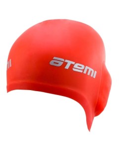 Шапочка для плавания взрослая 56 65 см красная уши силикон EC102 Atemi