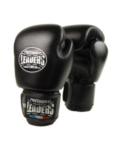 Боксерские перчатки черные 12 унций Leaders