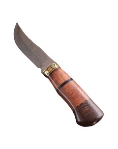 Нож охотничий в чехле 23 см лезвие с узором рукоять деревянная с темной вставкой Nobrand