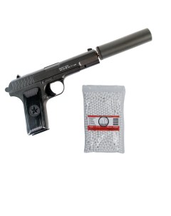 Пневматический пистолет ТТ G 33 с глушителем шарики 1000 шт 6 мм Galaxy