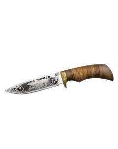 Туристический охотничий нож Лазутчик сталь 65Х13 береста орех латунь ручная работа Ворсма
