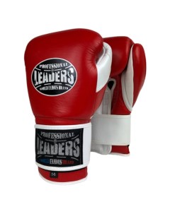 Боксерские перчатки красно белые 14 унций Leaders