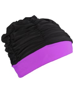 Шапочка для плавания объемная двухцветная лайкра цвет черно фиолетовый Nobrand