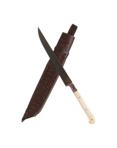 Нож Корд Куруш Большой узкий кость ёрма гарда гравировка олово ШХ 15 17 18 см Шафран