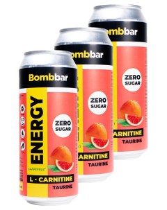 Энергетический напиток без сахара с Л карнитином energy 3шт по 500мл грейпфрут Bombbar