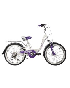Велосипед Butterfly 24 6V 2022 One Size белый фиолетовый Novatrack