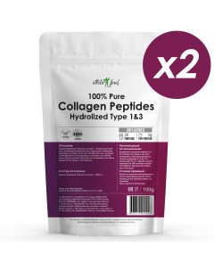 Говяжий коллаген 100 Pure Collagen Peptides 200 грамм 2 шт по 100 г Atletic food