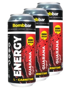 Энергетик напиток без сахара с Л карнитином ENERGY Original 3шт по 500мл Bombbar