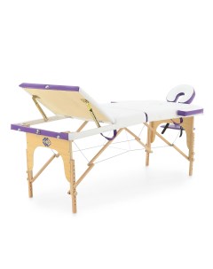 Стол массажный с деревянной рамой JF AY01 3 секционный белый фиолетовый Med-mos