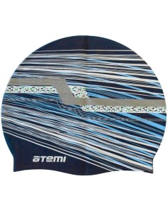 Шапочка для плавания взрослая 56 65 см синяя графика силикон PSC424 Atemi