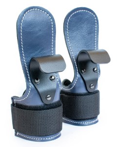 Крюки для турника и тяги штанги FG006 кожаные синие Rekoy