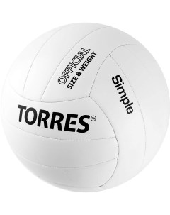 Мяч волейбольный TORRES Simple р 5 ТПУ машинная сшивка бутиловая камера ч б Nobrand