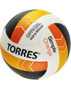 Мяч волейбольный TORRES Simple Orange р 5 ТПУ машинная сшивка бутиловая камера бел г Nobrand