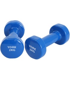 Неразборная гантель виниловая YGB 1 x 2 кг синий York
