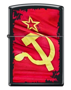 Бензиновая зажигалка Soviet Flag Sickle Black Matte Zippo