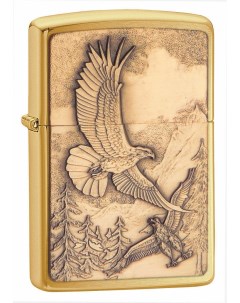 Бензиновая зажигалка Where Eagles Dare Emblem Brushed Brass Zippo