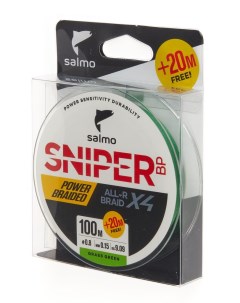 Леска плетеная Sniper BP ALL R Braid х4 Grass 0 15 мм 120 м 9 09 кг green Salmo
