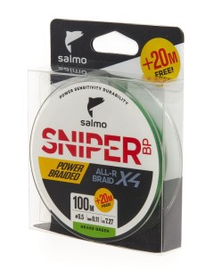 Леска плетеная Sniper BP ALL R Braid х4 Grass 0 11 мм 120 м 7 27 кг green Salmo