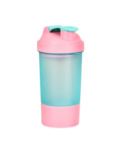 Шейкер спортивный с чашей под протеин голубо розовый 500 мл Nobrand