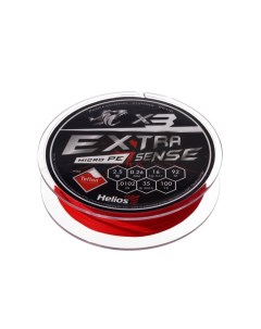 Шнур Helios Extrasense X3 PE диаметр 0 26 мм тест 16 кг 92 м красный Nobrand