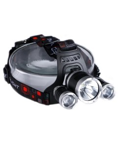 Фонарь налобный аккумуляторный с 3 ным LED визором Черный 00000026957 Led headlight