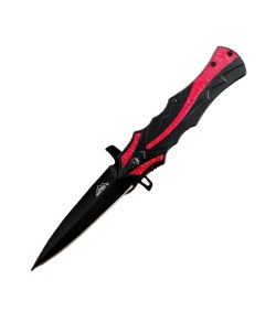 Нож складной черный красная полоса 21 5см клинок 9 5см Мастер к.