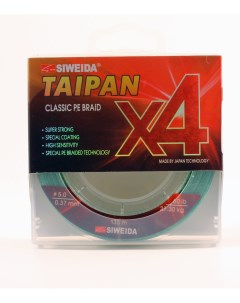 Леска плетеная Taipan Classic PE Braid X4 0 37 мм 135 м 27 3 кг light green Siweida