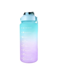Спортивная бутылка 2л с маркировкой времени объема и мотиваторами голубая с фиолетовым Nobrand
