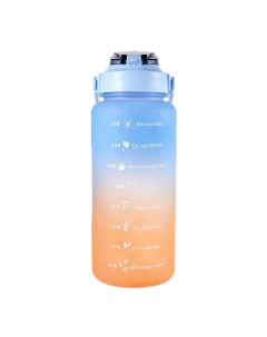 Спортивная бутылка 2л с маркировкой времени объема и мотиваторами синяя с оранжевым Nobrand